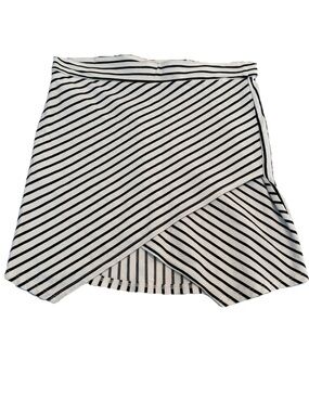 Lily Rain Women’s Asymmetrical Striped Skirt Black and White Size Medium